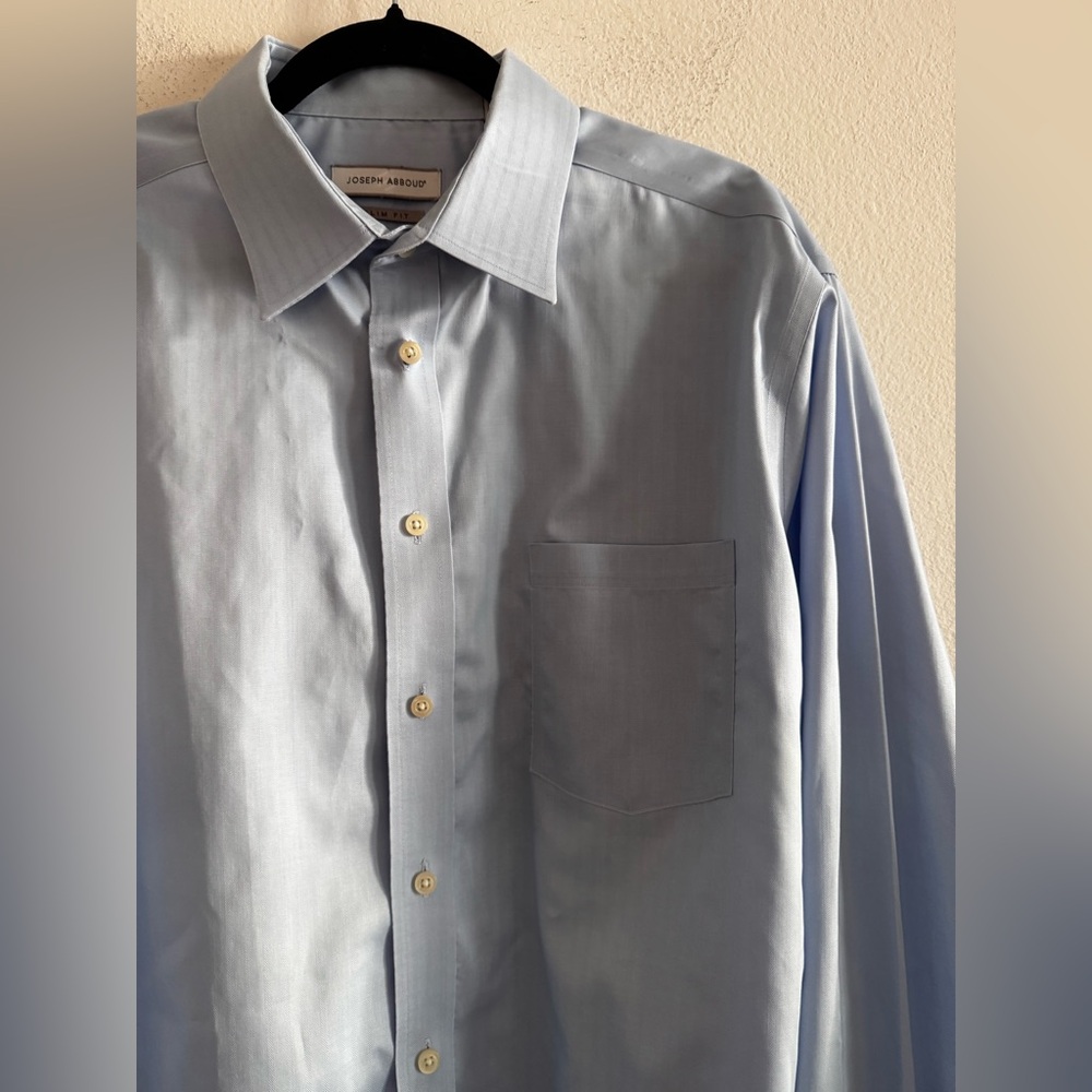 Joseph Abboud Men’s Dress Shirt Tall 17 1/2 36/37 Blue - Picture 2 of 8